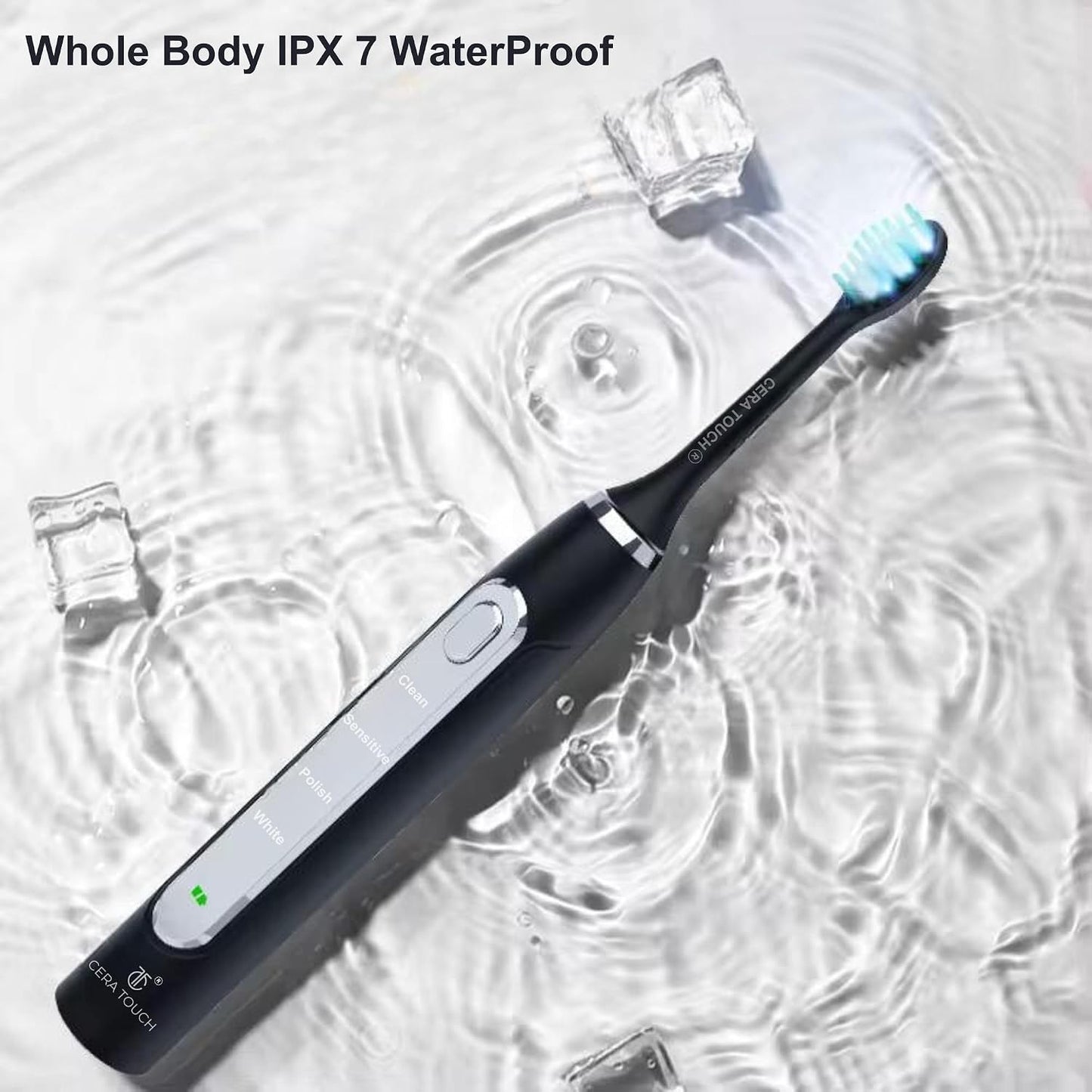 6 Blue LED Whitening Electric Toothbrush| Electric Toothbrush for Adults | 4 Modes with Smart Timer Plaque Removal & Memory Function | 2Heads | IPX7 Waterproof |Travel Case |Wirelesscharger