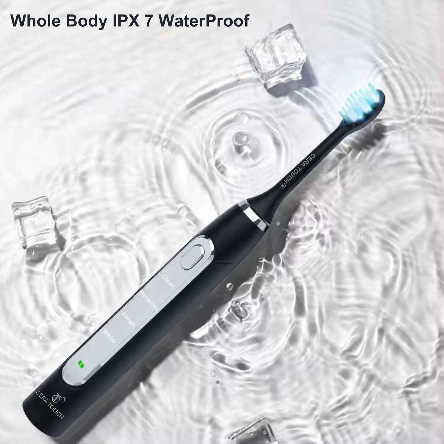 6 Blue LED Whitening Electric Toothbrush| Electric Toothbrush for Adults | 4 Modes with Smart Timer Plaque Removal & Memory Function | 2Heads | IPX7 Waterproof |Travel Case |Wirelesscharger
