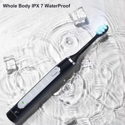 6 Blue LED Whitening Electric Toothbrush| Electric Toothbrush for Adults | 4 Modes with Smart Timer Plaque Removal & Memory Function | 2Heads | IPX7 Waterproof |Travel Case |Wirelesscharger