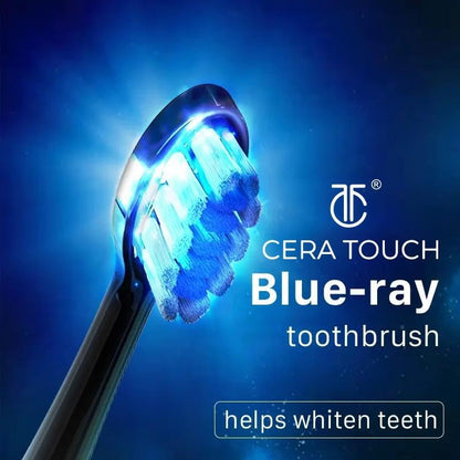 6 Blue LED Whitening Electric Toothbrush| Electric Toothbrush for Adults | 4 Modes with Smart Timer Plaque Removal & Memory Function | 2Heads | IPX7 Waterproof |Travel Case |Wirelesscharger